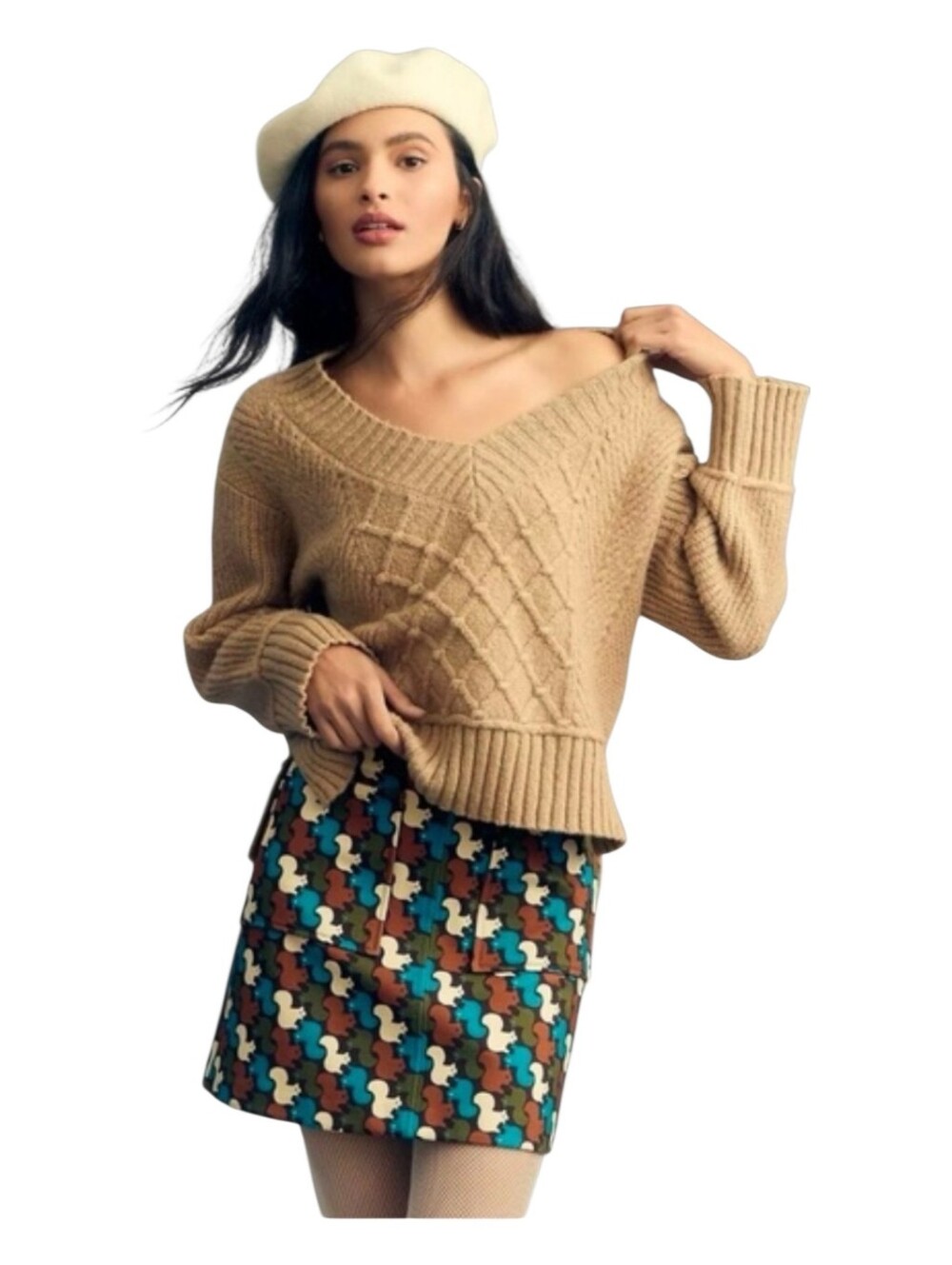 Maeve By Anthropologie Womens Brown The Tillie V Neck Pullover Sweater Small